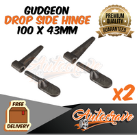 2x Drop Side Gudgeon Hinge | 100 x 43mm| 12mm Pin | Door Tailgate Truck Trailer