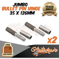 2x Jumbo Bullet Pin Hinge Weldable | 35 x 126mm | Door Truck Trailer Tailgate