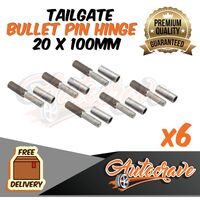 6x Bullet Pin Hinge Weldable | 20 x 100mm | Door Truck Trailer Tailgate