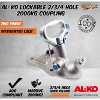 Alko Trailer 2/3/4 Hole Quick Release Lockable Coupling Hitch 2000kg 614065Lpl