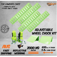 Adjustable Wheel Chock Kit Lowered Cars Tie Down Straps Ratchet Strap 2000kg