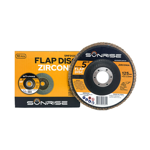 100 x Flap Disc Zirconia 60 Grit 125mm x 22.23mm - 10 Pack
