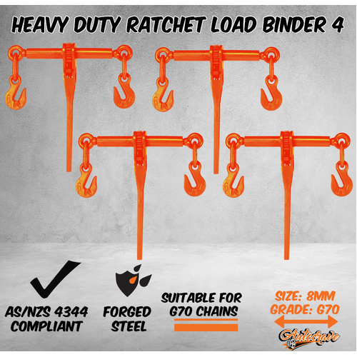 4x Ratchet Load Binder Transport Chain LC3800kg Dog Binding Trailer Tie Down 8mm