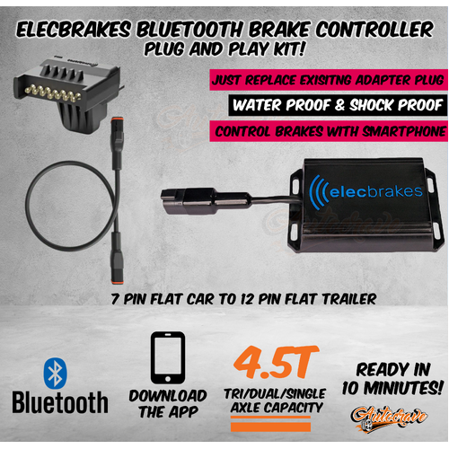 Elecbrake Electric Bluetooth Brake Controller 12 Pin Flat Plug Car Trailer Phone