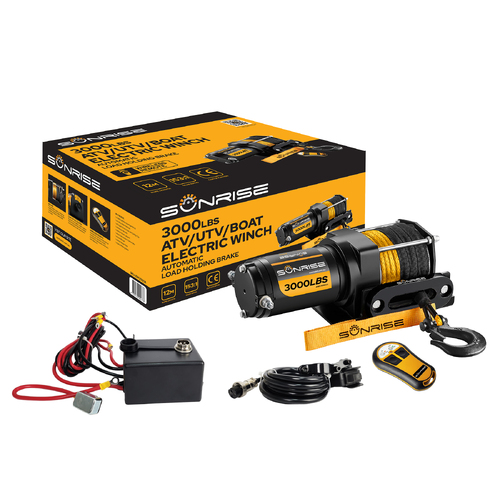 Electric Trailer Winch Car 3000lbs (1360kg) Wireless 12V 153:1 Synthetic Rope Winch ATV UTV