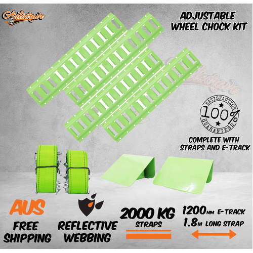 Adjustable Wheel Chock Kit Tie Down Straps Ratchet Strap 2000kg Car Trailer Atv