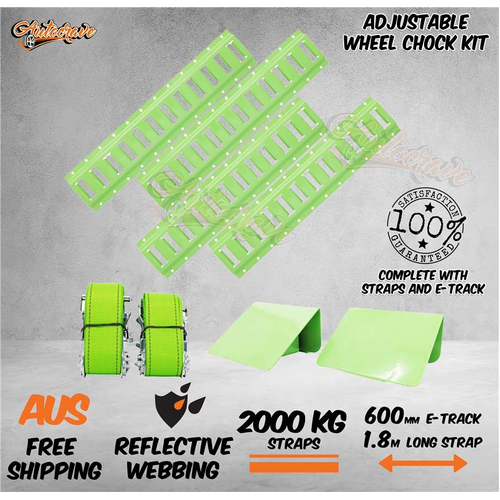 Adjustable Wheel Chock Kit Tie Down Straps Ratchet Strap 2000kg Car Trailer Atv