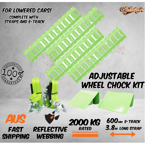 Adjustable Wheel Chock Kit Lowered Cars Tie Down Straps Ratchet Strap 2000kg