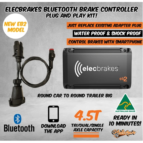 Elecbrakes Electric Bluetooth Brake Controller Adapter Flat Round Car Trailer EB2
