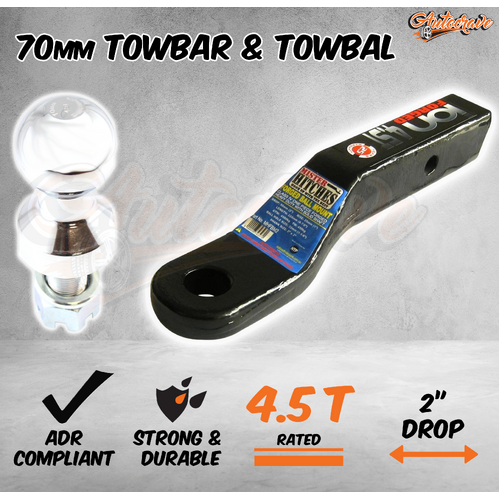 Trailer Car Tow Bar Tongue 2" Drop 70mm Tow Ball 4.5T Towball Towbar Mount Miste