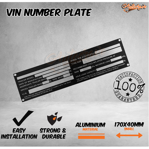 Trailer Vin Number Plate Compliance Id Tag Horse Float Caravan Boat Small Alumin